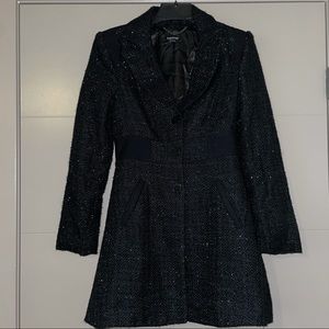 Bebe black silver glitter king coat duster